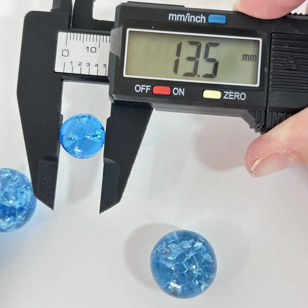 Vintage 1970s Crackle Light Blue Glass Marbles S-L Sparkle 54 Ct Fish Tank Decor